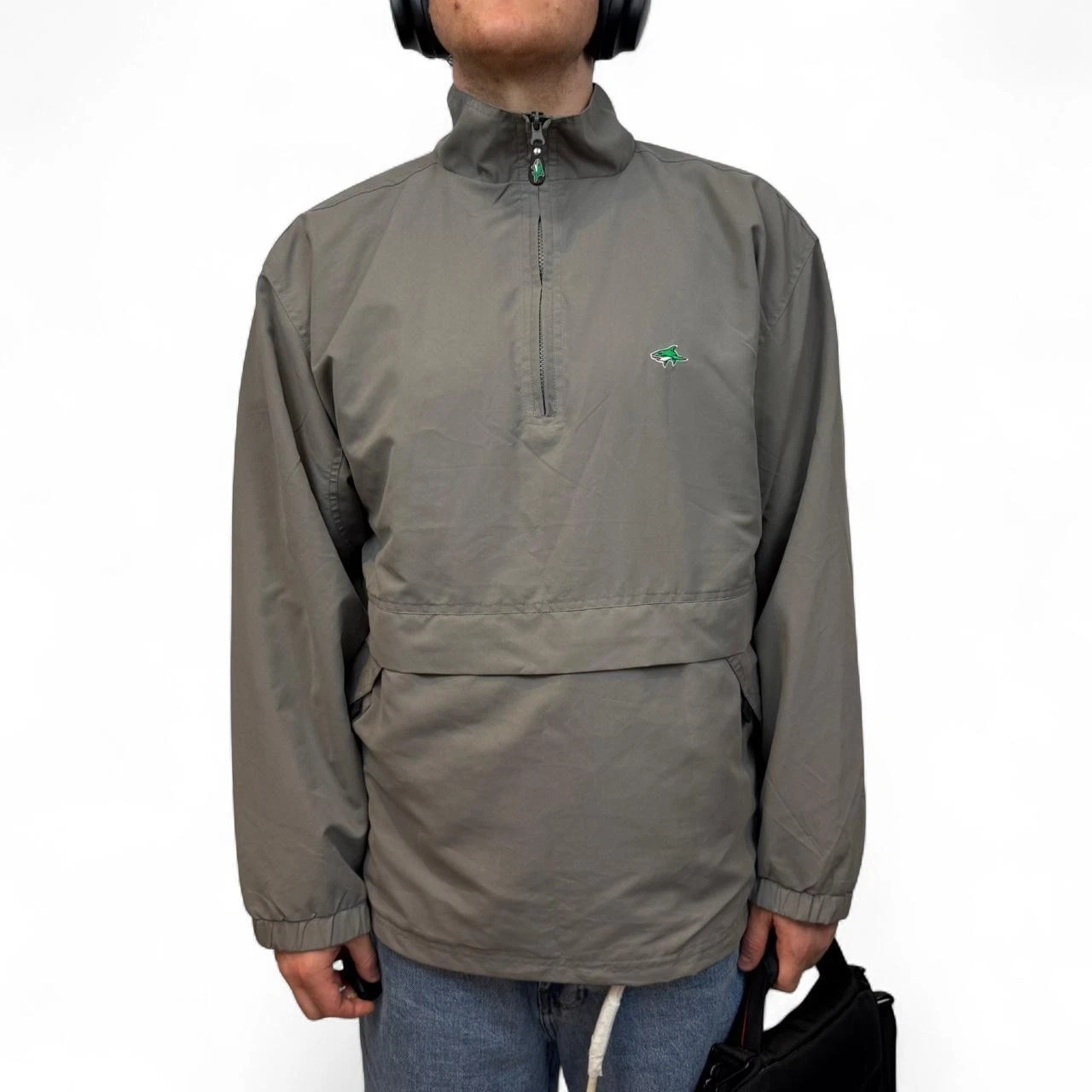 Vintage Le Shark half zip pullover jacket in grey. 90s Y2k 1/2 Zip Large