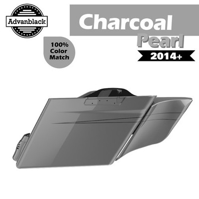 Charcoal Pearl Extended Stretched Saddlebag Pinstripes Side Cover Fits Harley