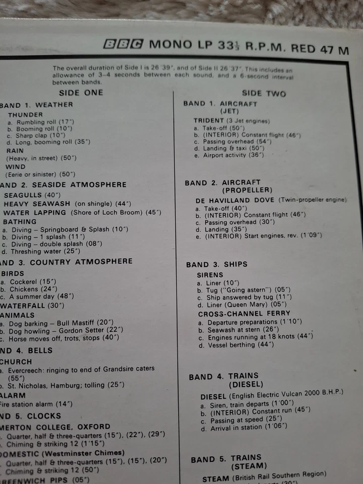 BBC SOUND EFFECTS No.1  vinyl LP Aircraft Birds Engines Church Beach Party Ship - Image 3 of 4
