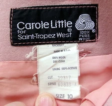 1980s High Waist Hollywood Pants Carole Little St Tropez West Trousers Wool Pink