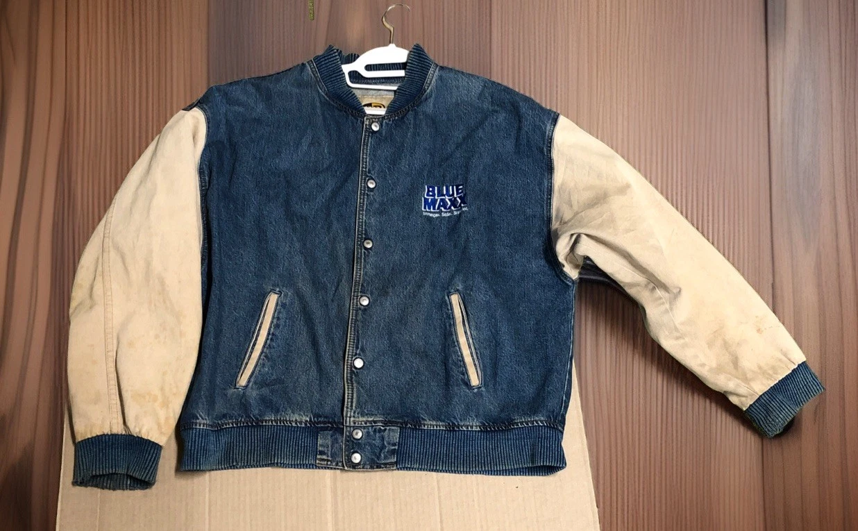 Vtg Denim Jacket Mens Extra Large Blue Maxx Bomber I D Wear