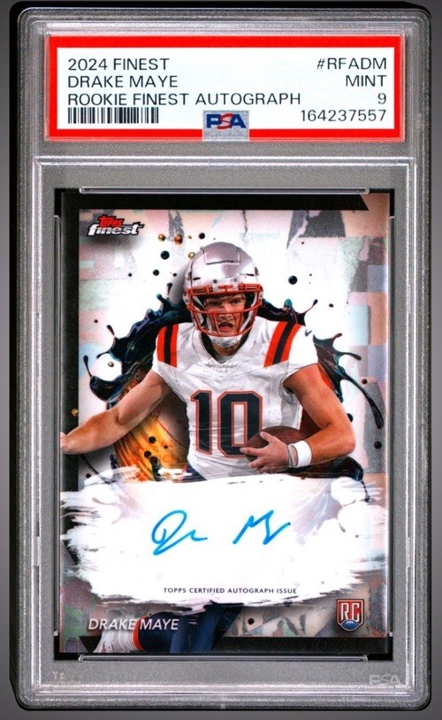 DRAKE MAYE 2024 Topps Finest Rookie Finest On Card Auto RC #RF-ADM*PSA MT 9*PATS