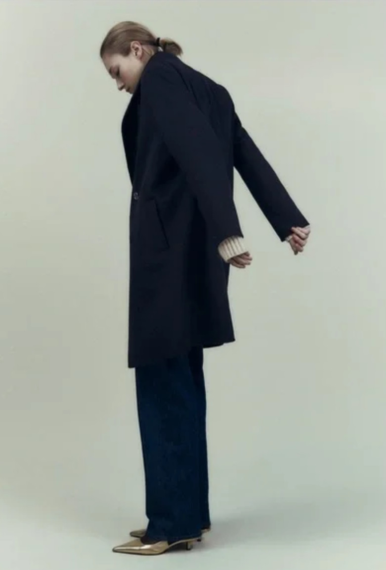 Zara DOUBLE-FACED WOOL COAT Navy Blue DOUBLE-BREASTED XS BNWT image 2