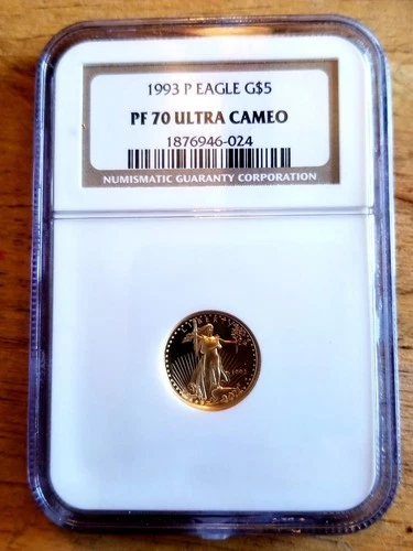 1993-P $5 GOLD AMERICAN EAGLE 1/10 Oz. NGC PF-70 PROOF ULTRA CAMEO