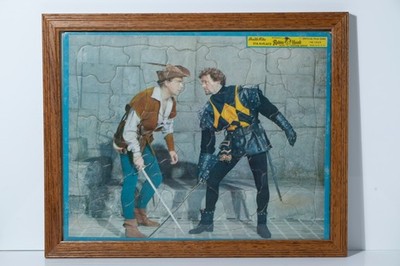 Framed 1956 Richard Greene Robin Hood Color Photo Puzzle Sword Fight Built-Rite