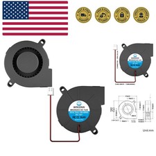 5015 Blower Fan 12V, 3D Printer 12 Volt Fans Blower Turbine Turbo Dual Ball B...