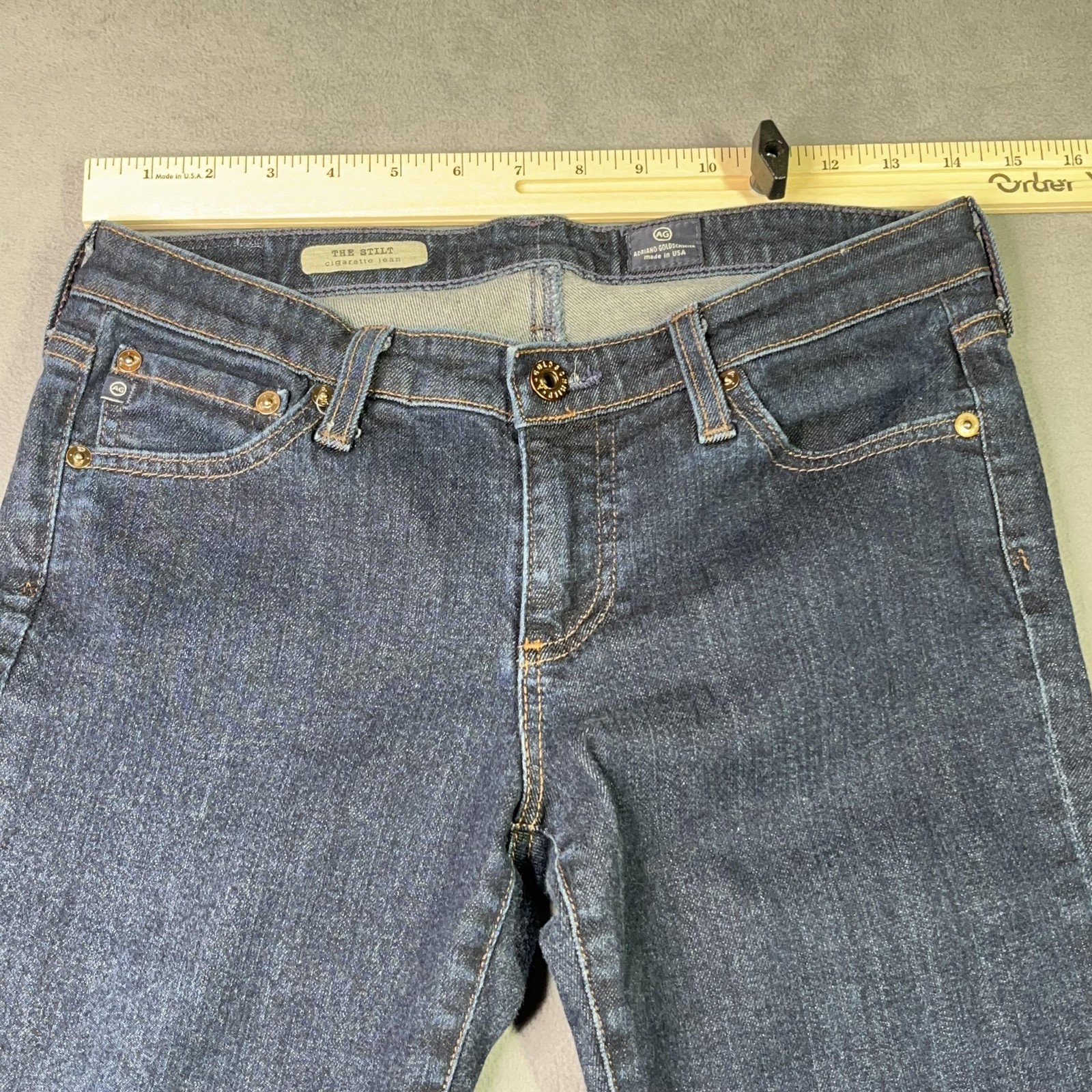 AG Adriano Goldschmied The Stilt Jeans Womens 28R Dark Wash Cigarette Made USA thumbnail 6