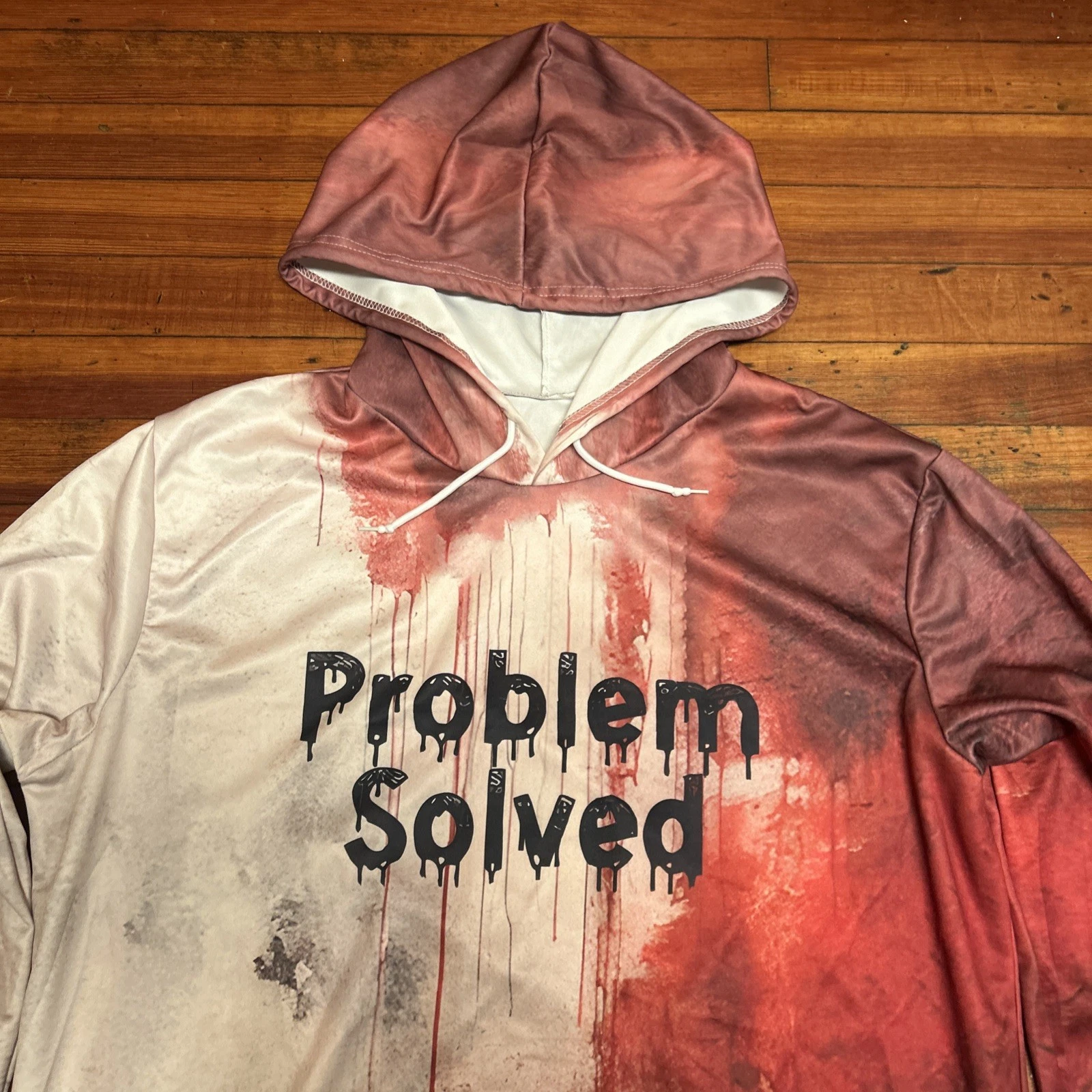 Halloween hoodie 3D Bloody Pullovers sweatshirt Problem Solved New Tan Red