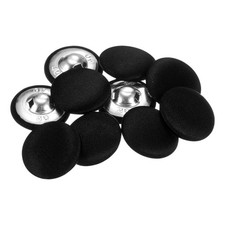 10pcs 25mm Fabric Cloth Covered with Metal Shank Round Buttons Black