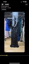 NWT 1095 Sachin Babi 14 Greta Sequined One Shoulder Gown in Black J1563