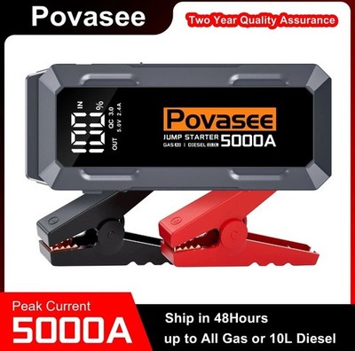 Povasee Auto Starthilfe 5000A Jump Starter Power Bank  LCD Display 12V Booster