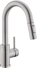 Brushed Nickel Modern Kitchen Bar Sink Faucet with Pull Out Sprayer