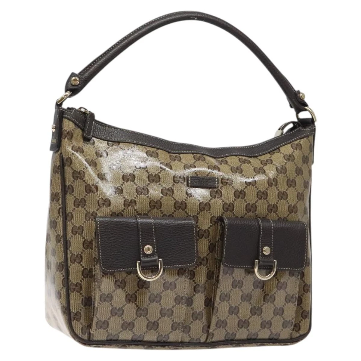 Borsa a tracolla Gucci GG cristallo rivestita tela outlet marrone oro 293581 originale BD2044