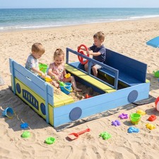 Sandpit Sandpit with bench Folding lid & sandpit liner Fir wood sandpit