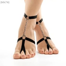 Women  s Gothic Black Elastic Band Anklet Chain Bandage Style, Ideal For Barefoot