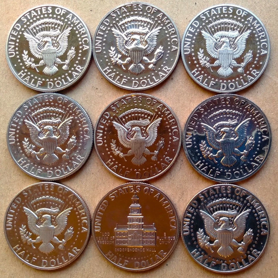 1976 1990 Half Dollar Lot Of 9 John F Kennedy S MINT Clad Proof Set Half Dollars - Image 2 of 2