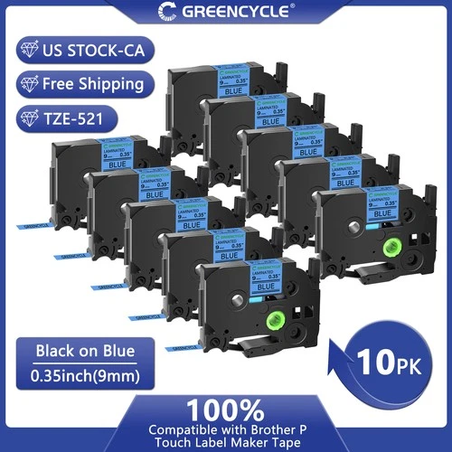 Flash Sale Price Fit Brother P-Touch TZE-521 9mm Black on Blue Label Tape 10PCS deal from eBay