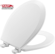 Bemis 500EC Durable Wood Toilet Seat with Easy Clean Hinges, Made in USA, Round,