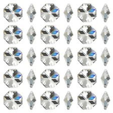 K9 Crystal Octagon Beads 2 Holes 100 Pack 14mm Chandelier Prisms, Silver