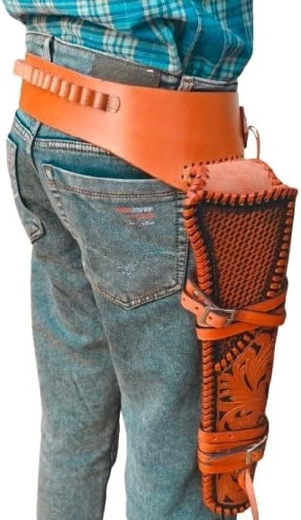 Henry Mares Leg Ranch Leather Rigs Cartridge Belt With Holster.45 Ammo Loops - Image 2 of 4