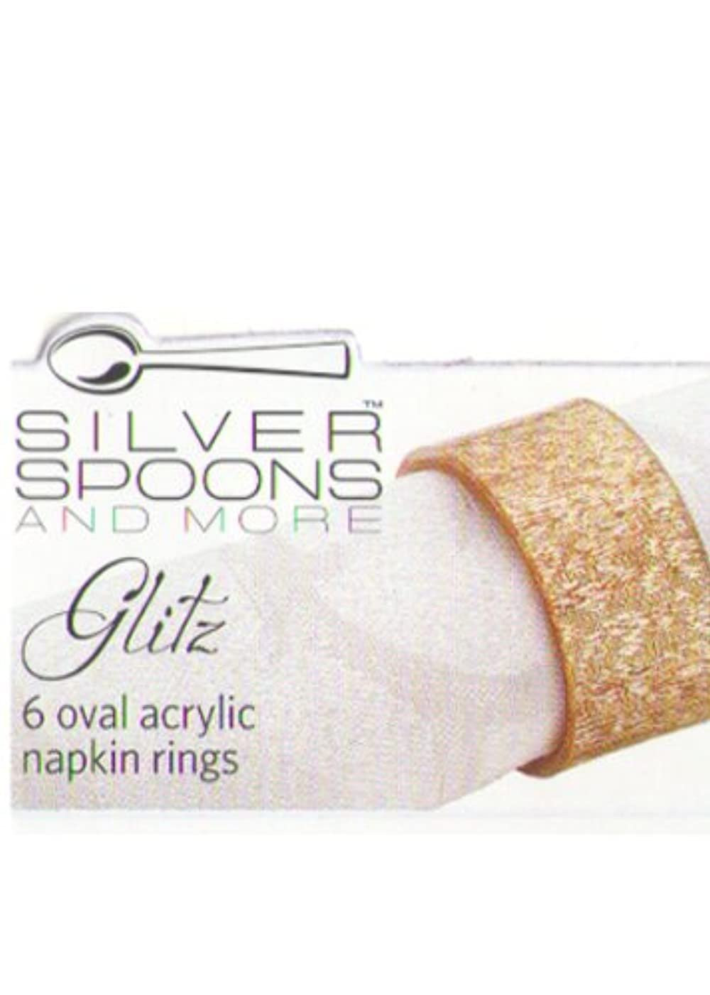 Set of 6 Gold Glitz Oval Acrylic Napkin Rings for Elegant Dining