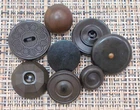 Civil War Era Goodyear Hard Rubber Buttons Pin Shank Drum Ball Dome 8 pc