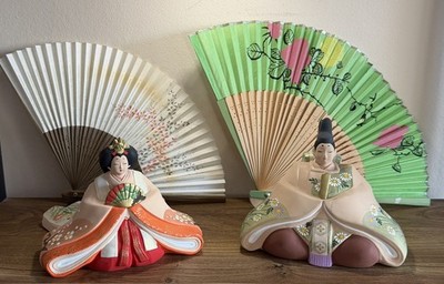 Atemberaubende japanische Kaiser und Kaiserin Keramik Hina Puppen / Kokeshi wie. 