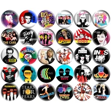 New Wave 1.5" Pinback Buttons 80s Synthpop Punk Rock Retro Music Band 30 Pins