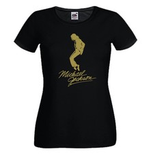 T-shirt Michael Jackson donna stampa Mj autografo oro musica Pop anni 80 90