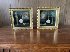 2 Square Victorian Shadowboxes Ornate Gold Frames Rococo Baroque, Painted Cameos