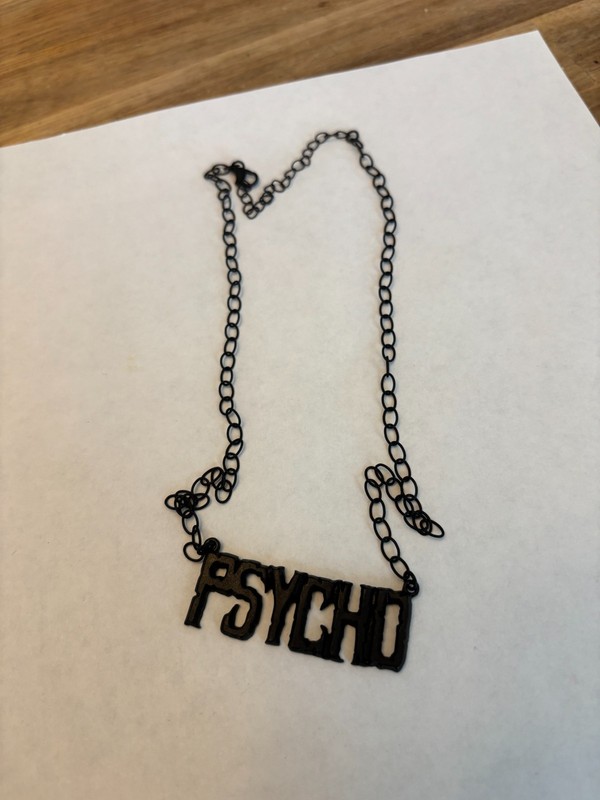 Spirit Halloween Psycho Black Metal Costume Jewelry Necklace Brand New