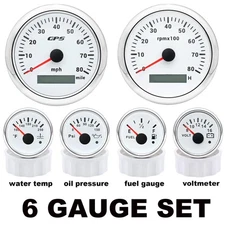 6 Gauge Set 85mm GPS Speedometer 0-80MPH Waterproof for Marine Boat Car Truck C