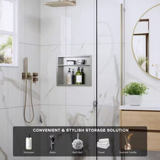 16 In. W X 20 In. H X 4 In. D Waterproof Recessed Shower Niche Storage Shelf in