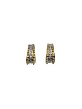 14K Yellow Gold Diamond Huggie Hoop Earrings 23637