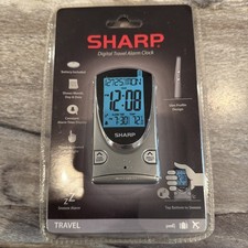 New Sharp Digital Travel Alarm Clock Compact LCD Portable.
