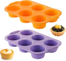 2PCS Silicone Muffin Pan, 6-Cavity Nonstick Muffin Cupcake Pans Molds for Baking