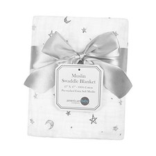 00 Cotton Muslin Swaddle Blanket 47" x 47" , Soft, 47" X 47" 1 Gray Star