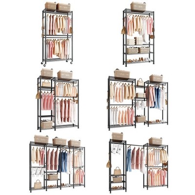 Uimoso Adjustable Height Clothing and Garment Rack 3-10 Tiers Wardrobe Storage