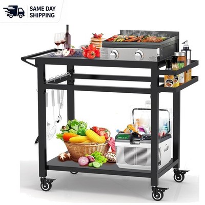 Stylish 20x32'' Grill Cart: Durable Metal Design for Outdoor & Indoor Use