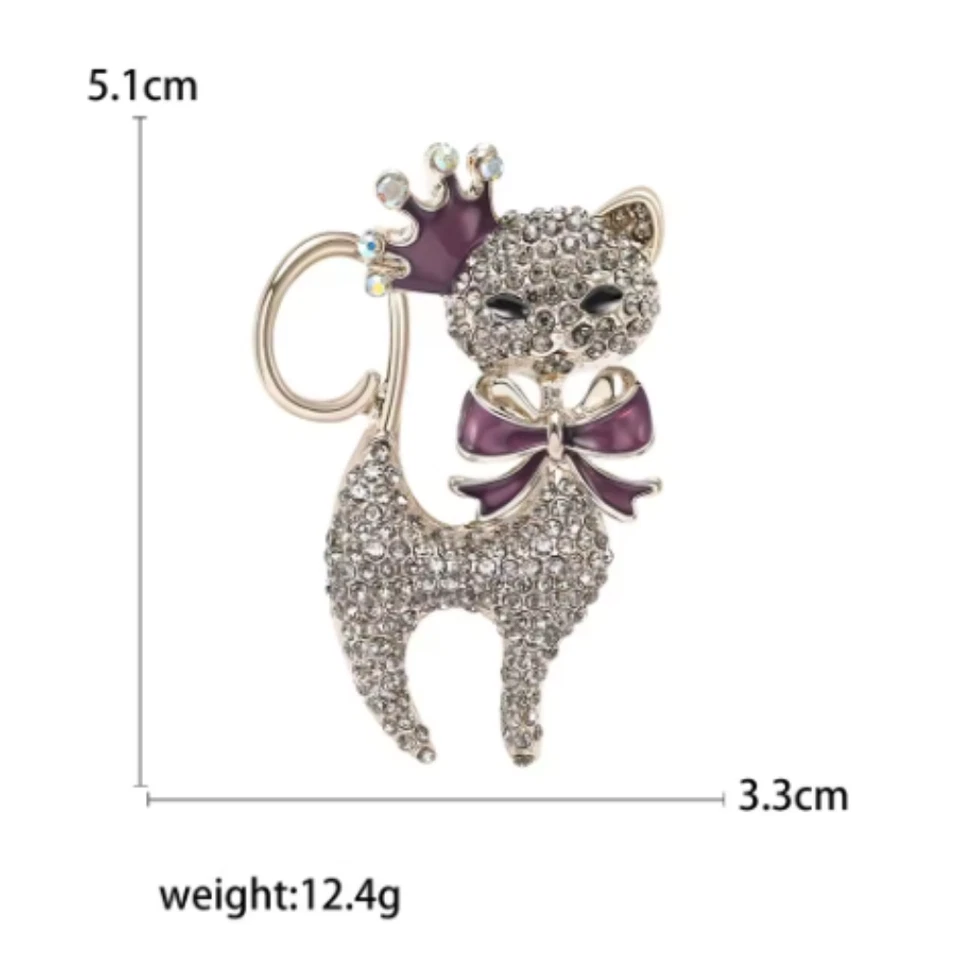 Broches de lujo para gatos mujeres tono dorado esmalte animal broche prendedores joyería regalo EE. UU. Foto 3 de 4