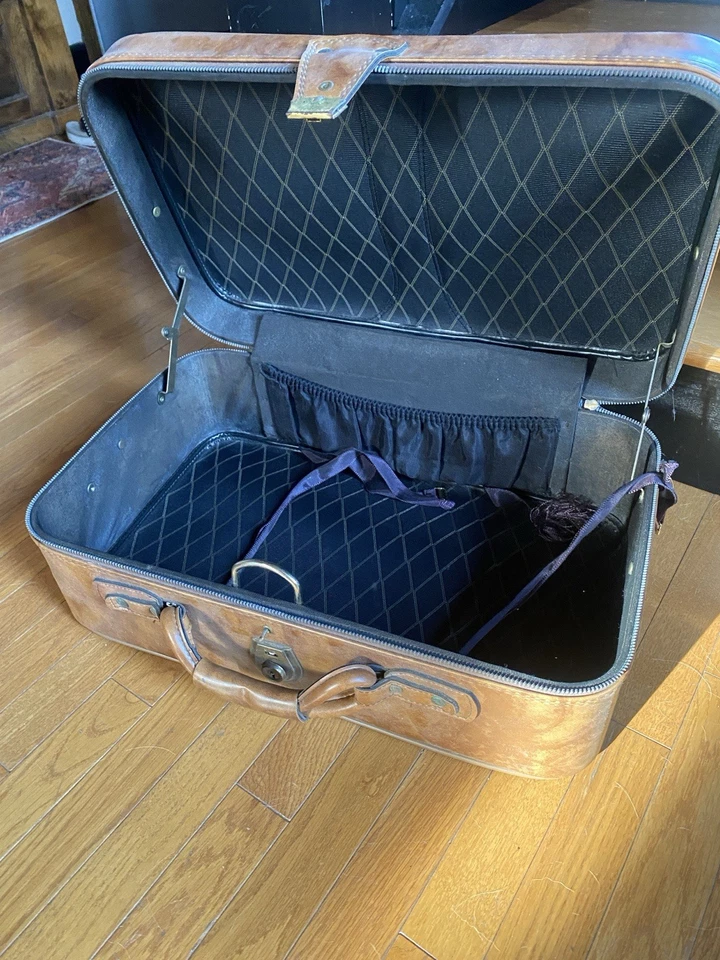 VTG Brown Leather Encore By Airway Luggage Suitcase Retro Travel - Image 3 of 3