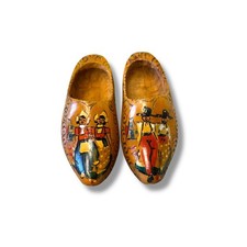 Vintage Hand Painted Wooden Clogs Dutch Folk Art Collectible Miniatures