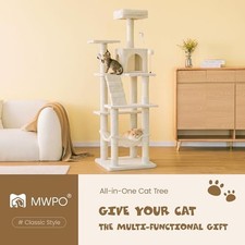 MWPO 63.8 inches Multi-Level Cat Tree for Large Cats with Sisal-Covered - Beige