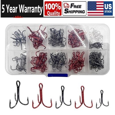 100PCS Carbon Steel Fishing Hook Sharp Treble Hooks Size 2 4 6 8 10 12 1.0 2.0