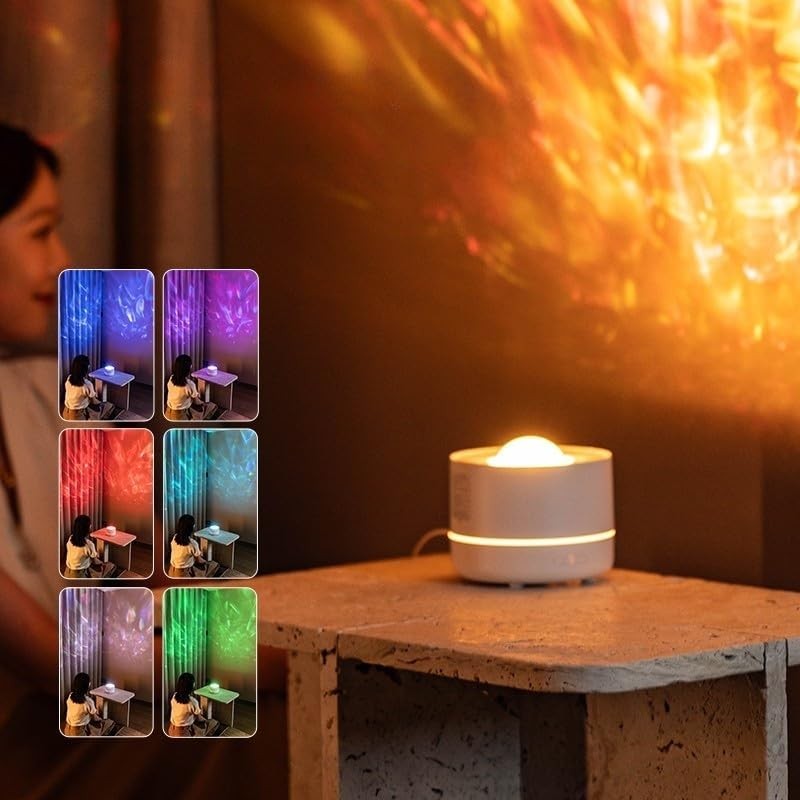 Flame Diffuser, Starry Sky Light Rotation Control 200Ml Ultrasonic Fragrance Dif