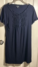 En Focus Petite Navy Polyester Blend Knit Ruffle Cocktail Party Dress 6P