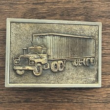 Vintage Belt Buckle Semi Truck 1970s Convey Brass Trucker Western Americana