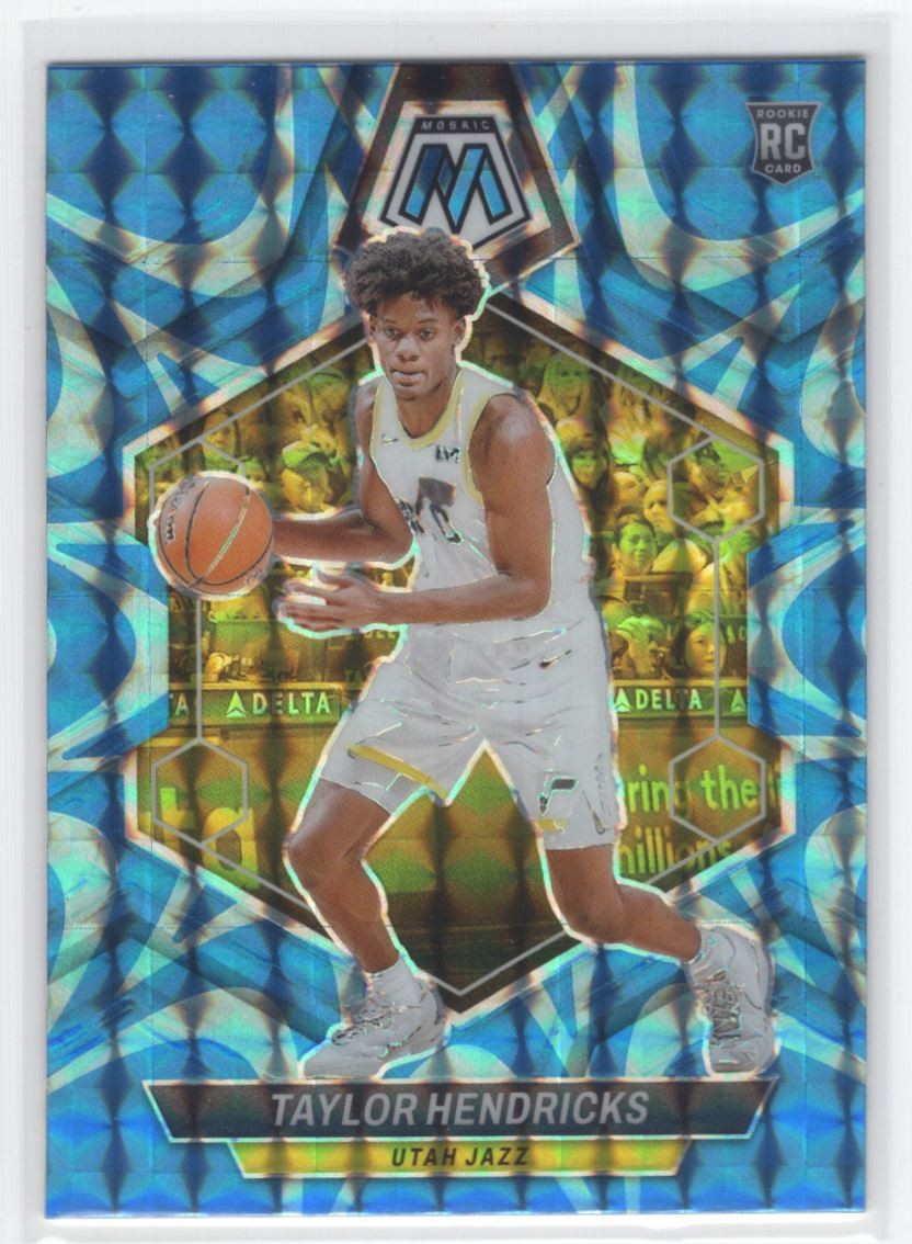 #221 2023-24 Panini Mosaic Reactive Blue Taylor Hendricks Rookie Utah Jazz