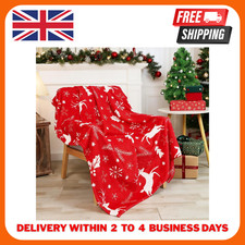 Cekene Christmas Festive Nordic Tree Stars Fleece Blanket Throws, 120 x 150c