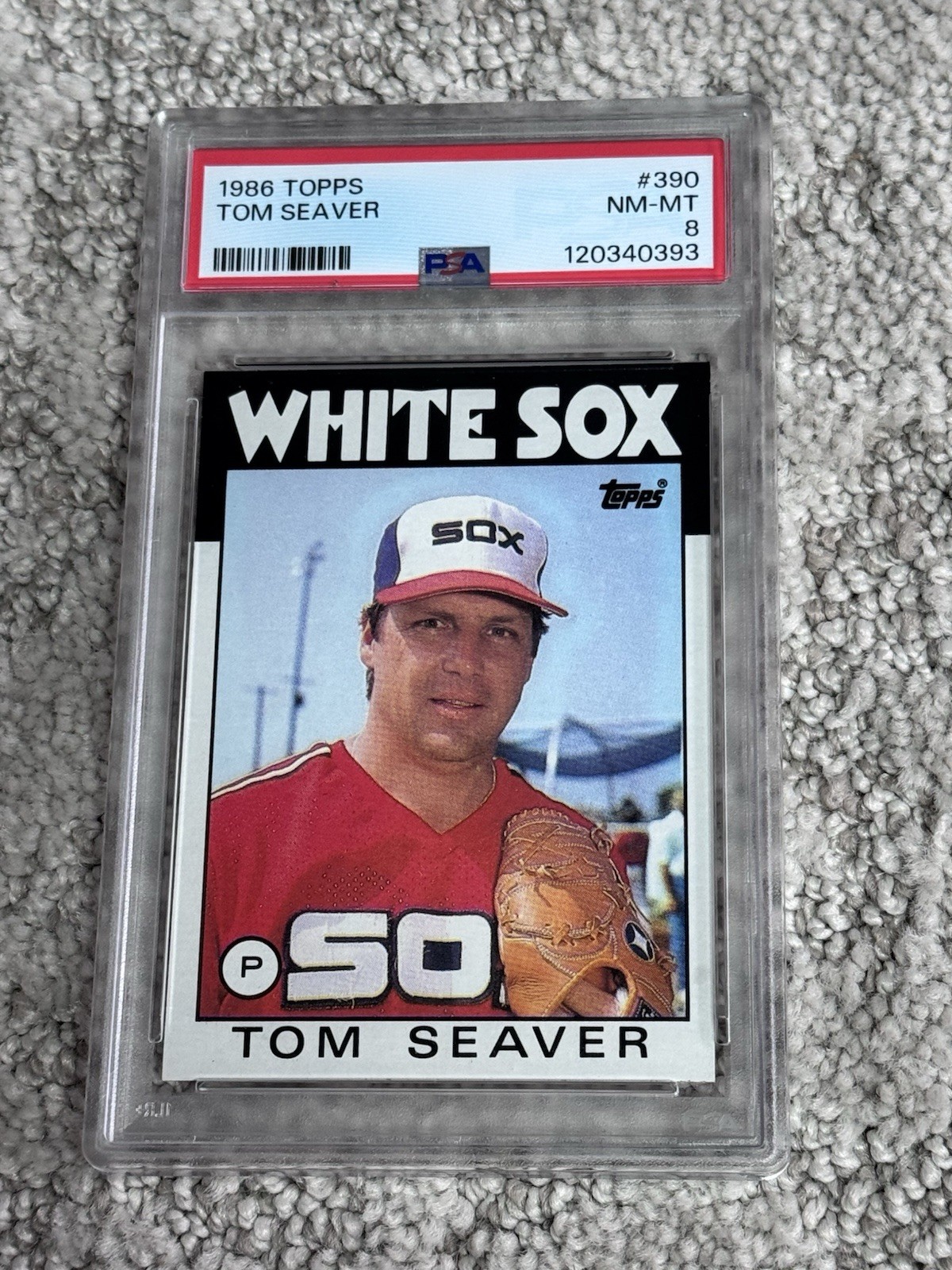 PSA 8 NR MINT BASEBALL CARD 1986 TOPPS HOF TOM SEAVER CHICAGO WHITE SOX
